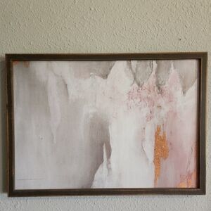 Abstract Pink Grey And Gold‎ Print On Wood